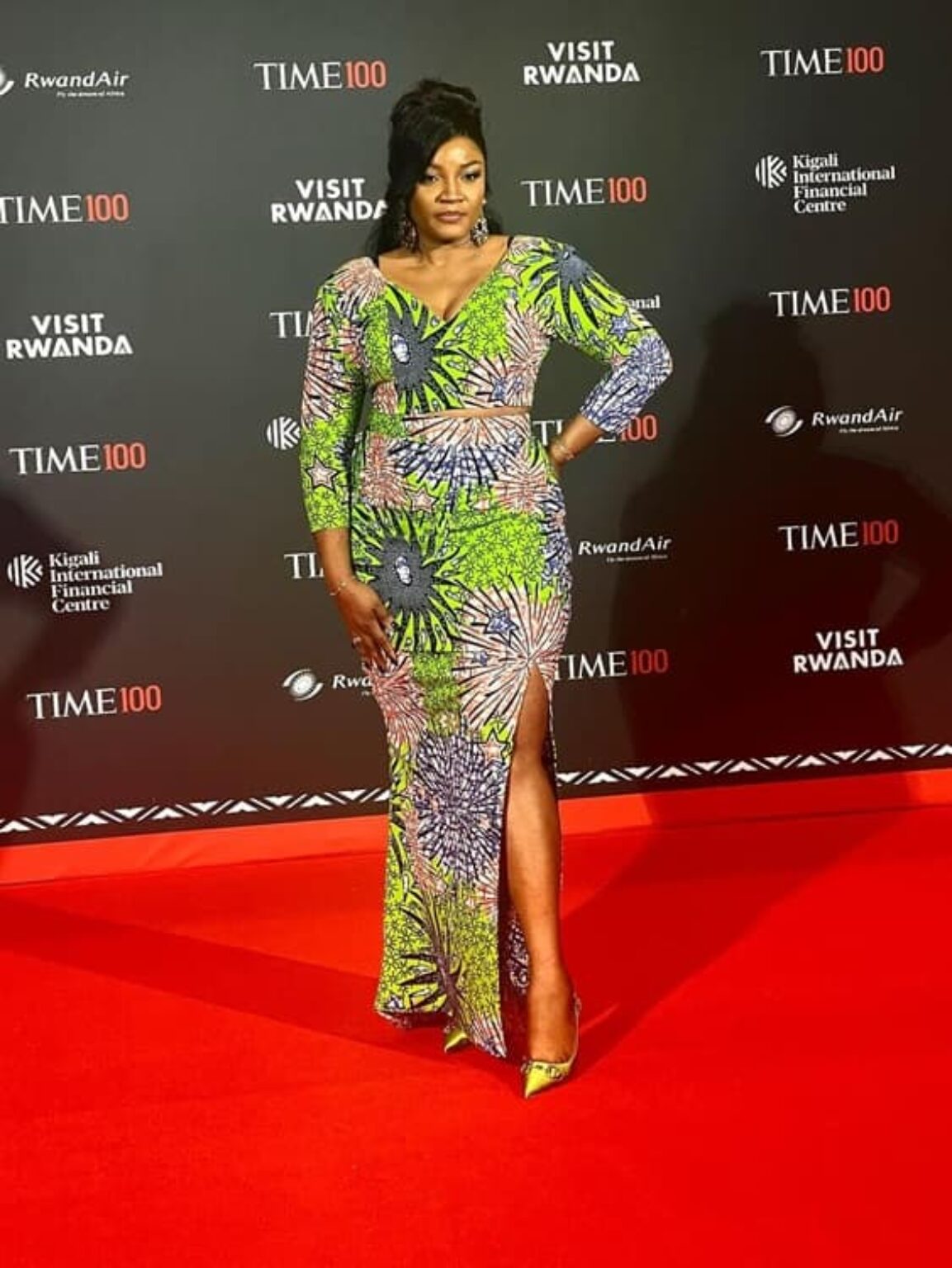 Omotola Wore Ankara Crop Top and Matching Skirt at Time100 Impact Awards